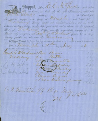 Document contains the stamp of Capt. Charles Parsons, assistant quartermaster at St. Louis by Unknown